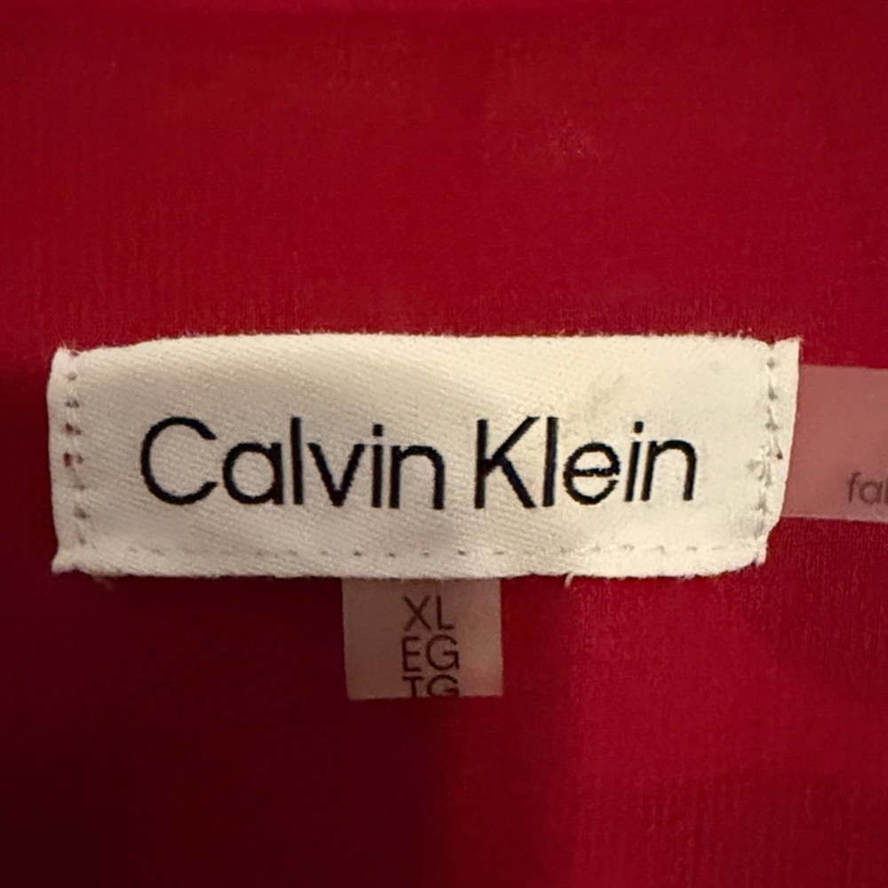 Calvin Klein Red and Black Floral Wrap Peplum Blouse - Picture 2 of 2